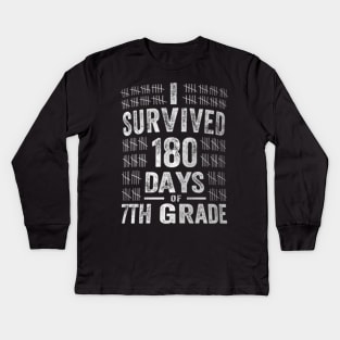 I 180 Days of 7th Grade  of School Teacher Kids Long Sleeve T-Shirt